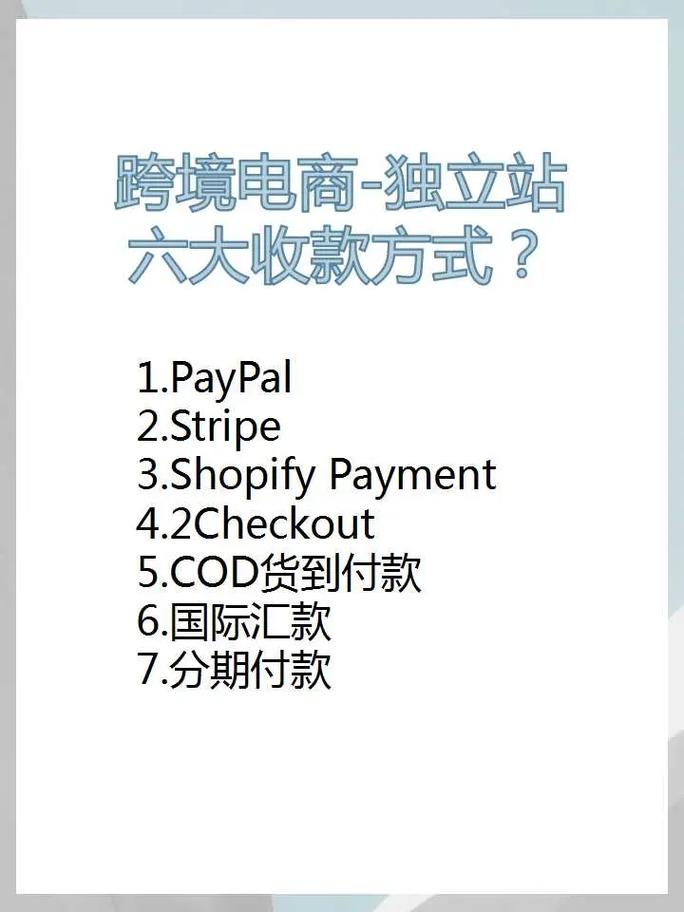 常见的外贸独立站收款方式解析：信用卡、PayPal、支付宝、银行电汇等